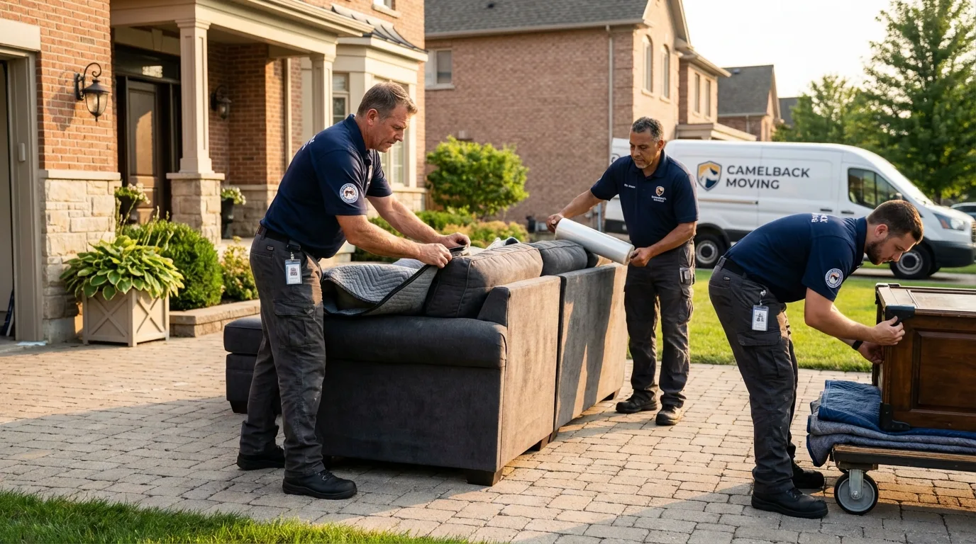Large estate moving crew wrapping furniture in Aledo, TX